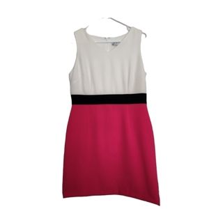 Kasper pink black cream color block sleeveless sheath dress SZ 10 Pet